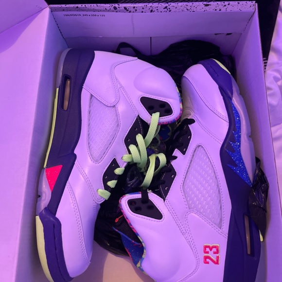Air Jordan 5 Retro White Ghost Green Court Purple size 9.5 - Picture 4 of 5